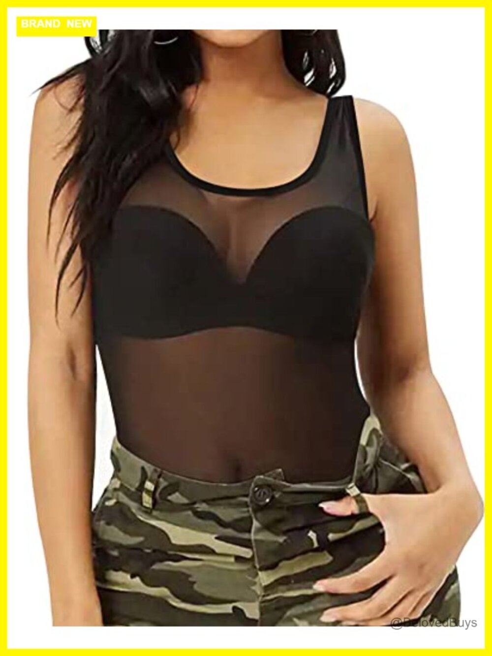 Sheer Mesh Tank Top See Through Scoop Neck Sleeveless Sexy Blouse